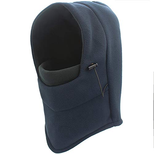 WANYING Multifunktion Polar-Fleece Balaclava Mütze Sturmhaube Gesichtshaube Skimaske Halswärmer für Herbst Winter Outdoor Sports Ski Snowboarden Radfahren - Dunkelblau & Schwarz von WANYING