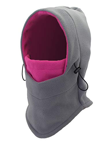 WANYING Multifunktion Polar-Fleece Balaclava Mütze Sturmhaube Gesichtshaube Skimaske Halswärmer für Herbst Winter Outdoor Sports Ski Snowboarden Radfahren - Grau & Rosa von WANYING