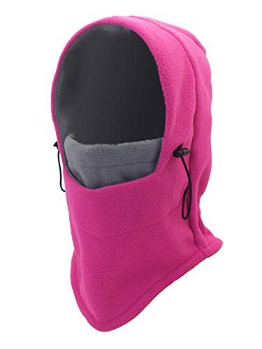 WANYING Multifunktion Polar-Fleece Balaclava Mütze Sturmhaube Gesichtshaube Skimaske Halswärmer für Herbst Winter Outdoor Sports Ski Snowboarden Radfahren - Rosa & Grau von WANYING