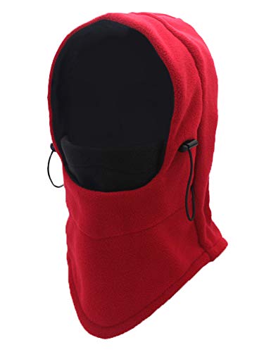WANYING Multifunktion Polar-Fleece Balaclava Mütze Sturmhaube Gesichtshaube Skimaske Halswärmer für Herbst Winter Outdoor Sports Ski Snowboarden Radfahren - Rot & Schwarz von WANYING