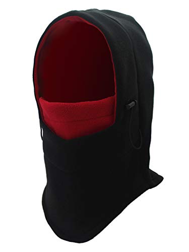 WANYING Multifunktion Polar-Fleece Balaclava Mütze Sturmhaube Gesichtshaube Skimaske Halswärmer für Herbst Winter Outdoor Sports Ski Snowboarden Radfahren - Schwarz & Rot von WANYING