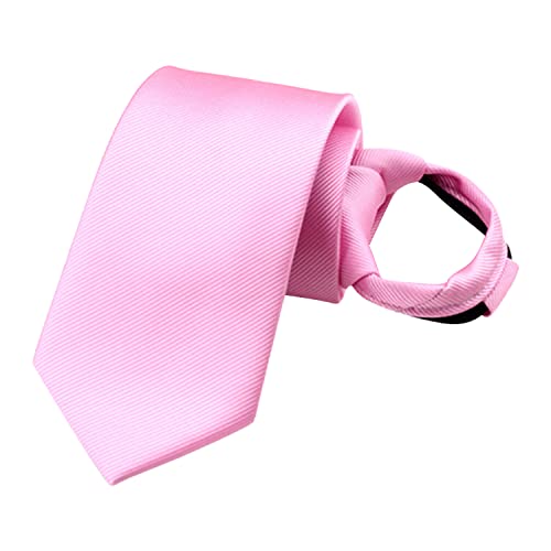 WANYING Reißverschluss Krawatte 6cm Schmalen Krawatte für Herren Vorgebunden Security Sicherheits Krawatte Casual Business Länge 48cm - Einfarbig Pink von WANYING