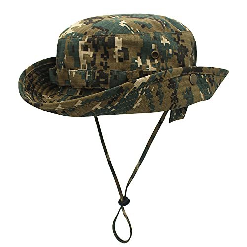 WANYING Unisex Baumwolle Bonnie Hut Dschungel Hut Sonnenhut Sonnenschutz Eimer Hut Bucket Hat Outdoor Tarnung für Kopfumfang 56-60cm - Camouflage Braun von WANYING