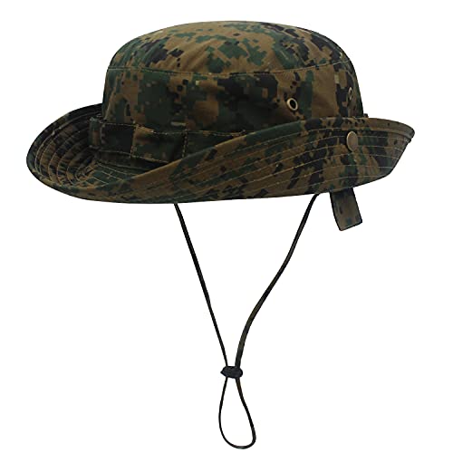 WANYING Unisex Baumwolle Bonnie Hut Dschungel Hut Sonnenhut Sonnenschutz Eimer Hut Bucket Hat Outdoor Tarnung für Kopfumfang 56-60cm - Camouflage Braun von WANYING