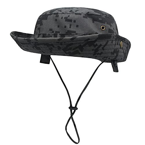 WANYING Unisex Baumwolle Bonnie Hut Dschungel Hut Sonnenhut Sonnenschutz Eimer Hut Bucket Hat Outdoor Tarnung für Kopfumfang 56-60cm - Camouflage Dunkelgrau von WANYING