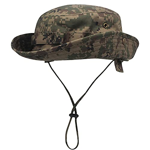 WANYING Unisex Baumwolle Bonnie Hut Dschungel Hut Sonnenhut Sonnenschutz Eimer Hut Bucket Hat Outdoor Tarnung für Kopfumfang 56-60cm - Camouflage Militärgrün von WANYING