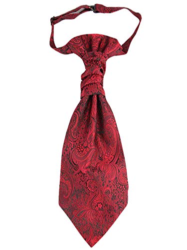 WANYING Vorgebunden Plastron Krawatte Verstellbar mit Hakenverschluß Hochzeitskrawatte auf Hochzeiten - Paisley Pattern Bordeaux Rot von WANYING