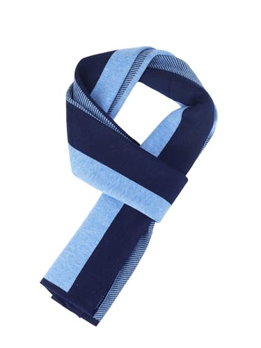 WANYING Winter Herbst Herren Strickschal 6% Wolle Gestrickter Schal Casual Business Gentleman - 180 * 30 cm Gestreift Blau Dunkelblau von WANYING