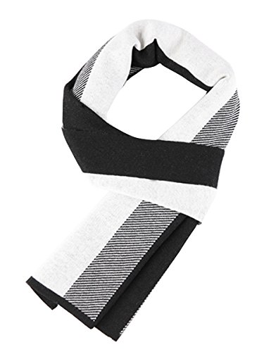 Winter Herbst Herren Strickschal 6% Wolle Gestrickter Schal Casual Business Gentleman - 180 * 30 cm Gestreift Schwarz Weiß von WANYING