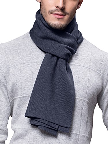 WANYING Winter Herbst Herren Strickschal Wolle Gestrickter Schal Warm Weich Einfach Schick Gentleman - 180 * 30 cm Einfarbig Anthrazit Grau von WANYING