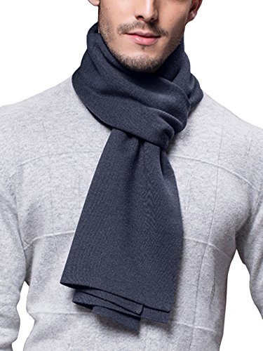 Winter Herbst Herren Strickschal Wolle Gestrickter Schal Warm Weich Einfach Schick Gentleman - 180 * 30 cm Einfarbig Anthrazit Grau von WANYING