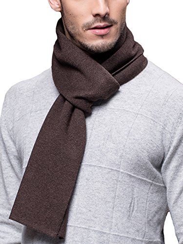 Winter Herbst Herren Strickschal Wolle Gestrickter Schal Warm Weich Einfach Schick Gentleman - 180 * 30 cm Einfarbig Braun von WANYING