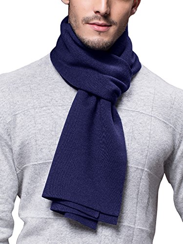 Winter Herbst Herren Strickschal Wolle Gestrickter Schal Warm Weich Einfach Schick Gentleman - 180 * 30 cm Einfarbig Dunkelblau von WANYING