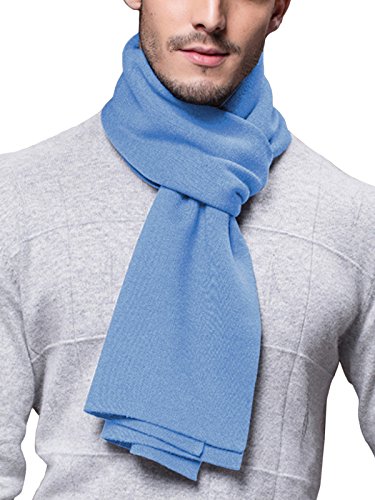 Winter Herbst Herren Strickschal Wolle Gestrickter Schal Warm Weich Einfach Schick Gentleman - 180 * 30 cm Einfarbig Himmelblau von WANYING