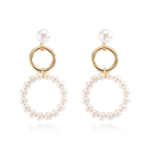 WANZYING Damenschmuck Retro-Temperament, kalter Stil, Imitation Perlenohrstecker, einfache große Creolen Hochzeitstag, Muttertag, Weihnachten, Geburtstagsgeschenk WANZYING Damenschmuck Retro-Temperament, kalter Stil, Imitation Perlenohrstecker, einfache große Creolen Hochzeitstag, Muttertag, Weihnachten, Geburtstagsgeschenk von WANZYING