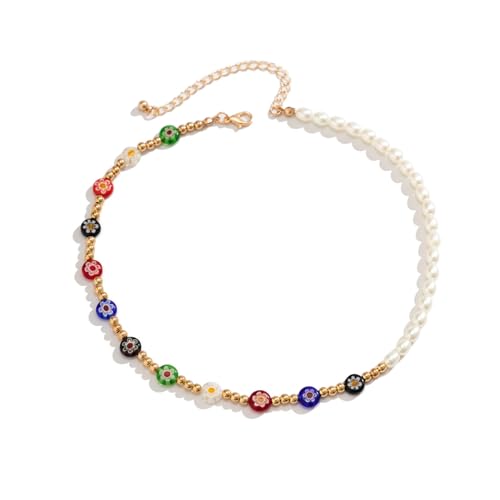 WANZYING Damenschmuck Süße coole kreative kleine Gänseblümchen Imitation Perlenkette Frauen einfache farbige Perlenkette Hochzeitstag, Muttertag, Weihnachten, Geburtstagsgeschenk WANZYING Damenschmuck Süße coole kreative kleine Gänseblümchen Imitation Perlenkette Frauen einfache farbige Perlenkette Hochzeitstag, Muttertag, Weihnachten, Geburtstagsgeschenk von WANZYING