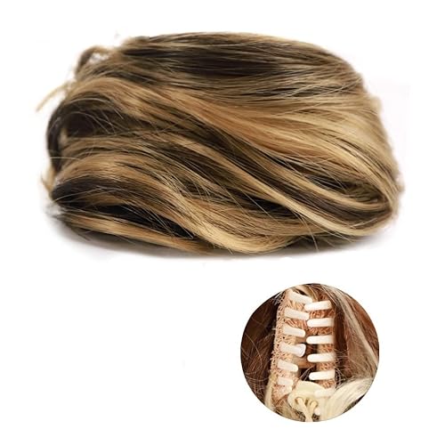 Bun Haarteile 1/2 Stück Zubehör Hochsteckfrisur Haarteile for Frauen Mädchen Mini Klaue synthetische lockige gewellte Haarknotenverlängerungen Perücke Clip in Messy & Katzenohren kurz Brötchen-Haartei von WAOCEO