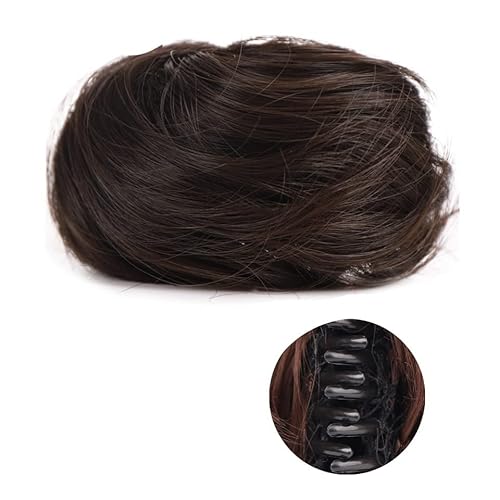 Bun Haarteile 1/2 Stück Zubehör Hochsteckfrisur Haarteile for Frauen Mädchen Mini Klaue synthetische lockige gewellte Haarknotenverlängerungen Perücke Clip in Messy & Katzenohren kurz Brötchen-Haartei von WAOCEO