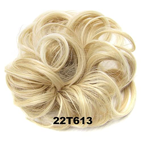 Bun Haarteile 1 STÜCKE Chaotisch Haarknoten Haargummis Verlängerung Lockig Gewellt Chaotisch Synthetisch Zerzaust Hochsteckfrisur Chignon Haarteil for Frauen Mädchen Brötchen-Haarteil (Color : 22T613 von WAOCEO