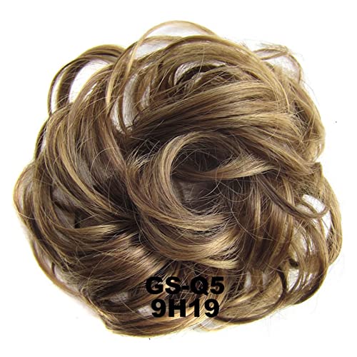 Bun Haarteile 1 STÜCKE Chaotisch Haarknoten Haargummis Verlängerung Lockig Gewellt Chaotisch Synthetisch Zerzaust Hochsteckfrisur Chignon Haarteil for Frauen Mädchen Brötchen-Haarteil (Color : 9H19) von WAOCEO