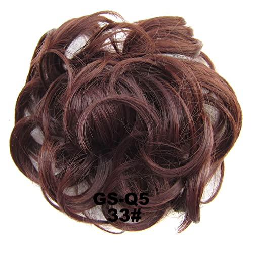 Bun Haarteile 1 STÜCKE Chaotisch Haarknoten Haargummis Verlängerung Lockig Gewellt Chaotisch Synthetisch Zerzaust Hochsteckfrisur Chignon Haarteil for Frauen Mädchen Brötchen-Haarteil (Color : 33) von WAOCEO