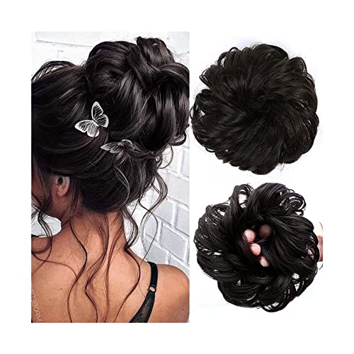 Bun Haarteile 1 STÜCKE Synthetische Unordentliche Haarknoten Haarteil Haarverlängerung Dicker Wellenförmiger Pferdeschwanz Chignon Haarteile for Frauen Mädchen Zerzauste Hochsteckfrisur Scrunchie Bröt von WAOCEO