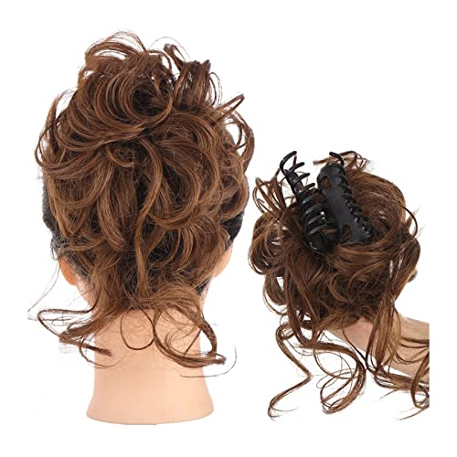 Bun Haarteile 1PCS synthetische lockige gewellte Haarteile Klaue Clip in Dish Haar Klaue Dutt Chignon for Frauen unordentliche lockige Haarknoten Haargummis Verlängerung Brötchen-Haarteil (Color : SW von WAOCEO