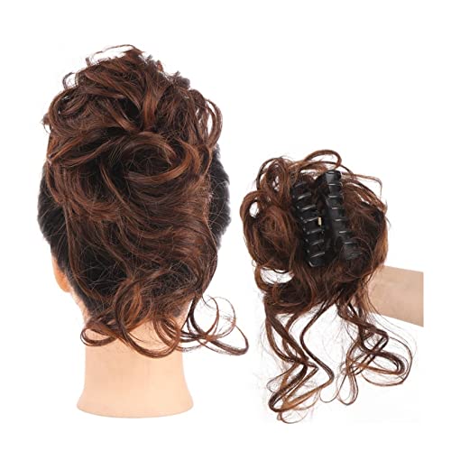 Bun Haarteile 1PCS synthetische lockige gewellte Haarteile Klaue Clip in Dish Haar Klaue Dutt Chignon for Frauen unordentliche lockige Haarknoten Haargummis Verlängerung Brötchen-Haarteil (Color : SW von WAOCEO