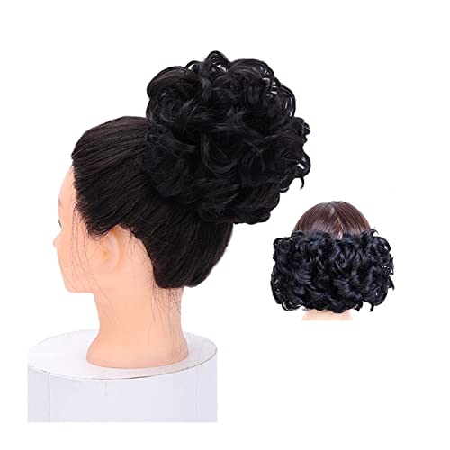 Bun Haarteile Chignon-Haarteil Curly Dutt Haarverlängerungen Scrunchie Hochsteckfrisur Haarteile Synthetische Kämme in unordentlichem Dutt Haarteil for Frauen Brötchen-Haarteil (Color : X-2) von WAOCEO