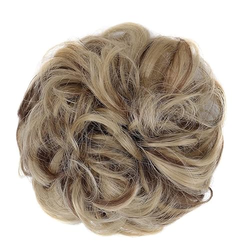 Bun Haarteile Messy Bun Hair Pieces Extensions, Curly Wave Synthetic Chignon Hairpiece mit Gummiband, Donut Hair Bun Scrunchie for Frauen Mädchen Brötchen-Haarteil (Color : 22H10) von WAOCEO