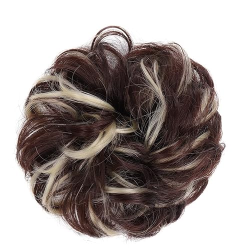 Bun Haarteile Messy Bun Hair Pieces Extensions, Curly Wave Synthetic Chignon Hairpiece mit Gummiband, Donut Hair Bun Scrunchie for Frauen Mädchen Brötchen-Haarteil (Color : 6) von WAOCEO