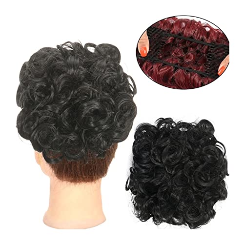 Bun Haarteile Messy Bun Scrunchie Chignon Haarteil Curly Bun Extensions Scrunchie Updo Haarteile Synthetische Kämme in Messy Bun Haarteil for Frauen Brötchen-Haarteil (Color : Q1 1) von WAOCEO