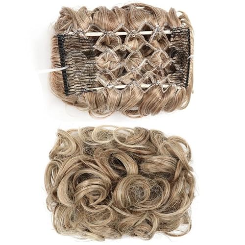 Bun Haarteile Messy Bun Scrunchie Haarteil Synthetische Hochsteckfrisur Curly Hair Bun Extension Comb Clips in Hair Extension Chignon Dish Tray Pferdeschwanz-Haarteile for Frauen Brötchen-Haarteil (C von WAOCEO