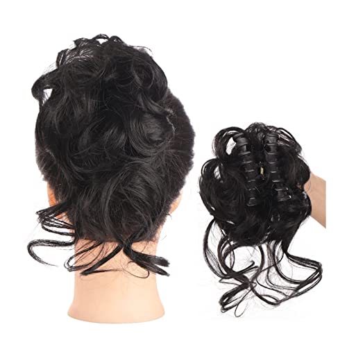 Bun Haarteile Messy Curly Hair Dutt Hair Scrunchies Extension 1PCS Synthetic Curly Welly Hairpieces Claw Clip in Dish Hair Claw Dutt Chignon for Frauen Brötchen-Haarteil (Color : SW207-2) von WAOCEO