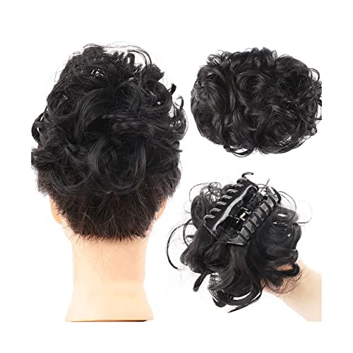 Bun Haarteile Synthetische Chignon-Haarverlängerungen mit Klauenclip for Dutts for Frauen, unordentliches Dutt-Haarteil, zerzaustes Hochsteckfrisur-Haarteil, gewellte, lockige Haargummis, Clip-in-Klau von WAOCEO