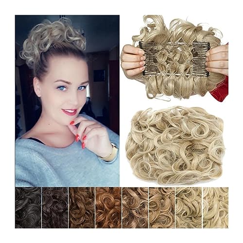 Bun Haarteile Synthetische Kämme, Messy Dutt-Haarteil, gewellt, lockig, Teller-Haarknoten-Verlängerung, dickes, lockiges Chignon-Haarteil, Clip-in-Haargummis, Pferdeschwanz-Verlängerung for Frauen Ech von WAOCEO