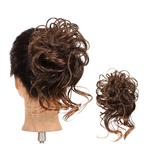 Bun Haarteile Synthetischer Haarknoten, Chignon-Haarverlängerung, lange, unordentliche, lockige Chignon-Haarteile mit Gummiband, lockiges Haarknoten, Haargummis for Frauen Brötchen-Haarteil (Color : von WAOCEO