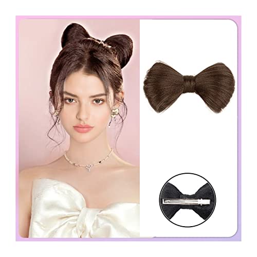 Bun Haarteile Synthetischer Haarknoten in Schleifenform, Clip-in-Haarteil, modischer Chignon-Kopfschmuck, Kunsthaar mit Haarnadeln, Haarschmuck for Frauen und Mädchen Brötchen-Haarteil (Color : Bruin von WAOCEO