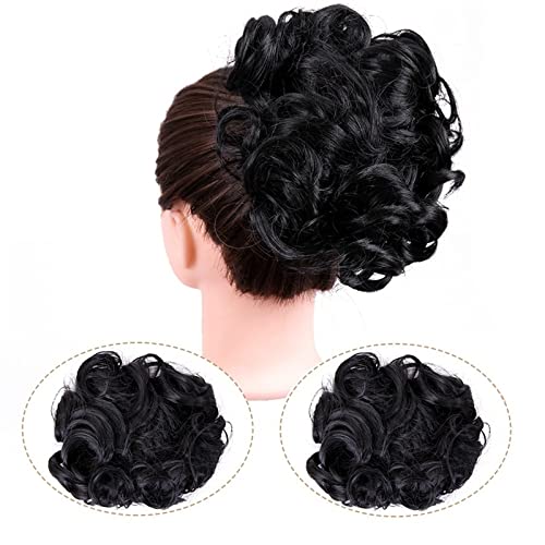 Bun Haarteile Synthetisches unordentliches Haarknoten Scrunchie Chignon Haarteil Hochsteckfrisur Curly Dutt Verlängerungskämme Clip in unordentlichem Dutt Haarteil for Frauen Brötchen-Haarteil (Color von WAOCEO