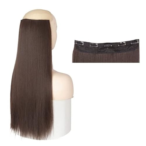 Haarverlängerungen 22/32 cm Einteilige synthetische glatte Haarverlängerungen Langer gerader Clip in Haarverlängerungen 5 Clips in Hochtemperaturfaser-Haarteil for Frauen Haarstücke (Color : D1012-4 von WAOCEO