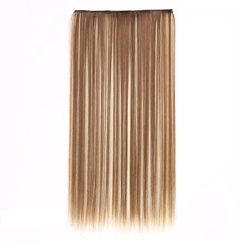 Haarverlängerungen 24" Full Head One Piece Long Straight Clip in Hair Extensions 120g Thick Hair Extensions with 5 Clips Synthetic Silky Straight Hairpieces for Women Clip in Haarextension (Color : 1 von WAOCEO