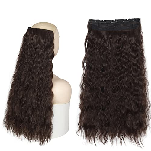 Haarverlängerungen Welle lockiges synthetisches Haar 22 Zoll lange Wasserwelle Clip in Haarverlängerungen falsches Haar einteilig 120 g 5 Clips Haarteile for Frauen Clip in Haarextension (Color : Q55 von WAOCEO