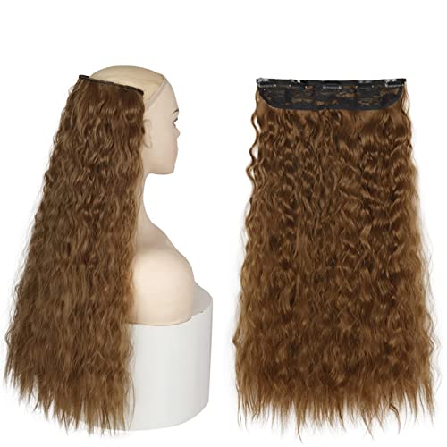 Haarverlängerungen Welle lockiges synthetisches Haar 22 Zoll lange Wasserwelle Clip in Haarverlängerungen falsches Haar einteilig 120 g 5 Clips Haarteile for Frauen Haarstücke (Color : Q55-6, Size : von WAOCEO