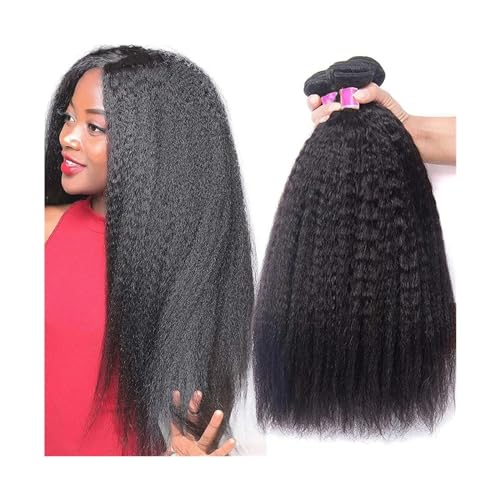 Human Hair Bundles Verworrene gerade Bundles Echthaar-Bündel for schwarze Frauen, 1/3/4 Stück Yaki-gerade Echthaar-Bündel, natürliche Farbe, brasilianische Remy-Haarverlängerung human hair weave (Siz von WAOCEO