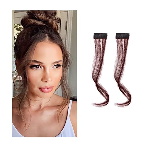 Pony Haarspange 2 Teile/satz Synthetisches Haar Pony Clip in Vorderseite Pony Welliges Lockiges Haar Verlängerungen 30/35 CM Langer Natürlicher Drachenbart Pony Haarteil for Frauen Haarstücke (Co von WAOCEO