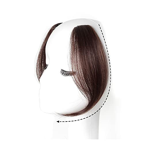 Pony Haarspange 2Pcs Wave Side Bangs Synthetic Fake Fringe Haarteil Mittelteil Pony Haarverlängerungen Clip in der Vorderseite Pony for Frauen Haarstücke (Color : Brown black) von WAOCEO