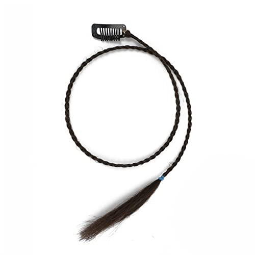 Pony Haarspange Baby Braid Hair Extensions 1/2 Pcs Baby Braids Front Side Bang 22inch Long Braided Clip in Hair Extensions Natürliches Kunsthaar for Frauen Mädchen Haarstücke (Color : DK-A2, Size : von WAOCEO