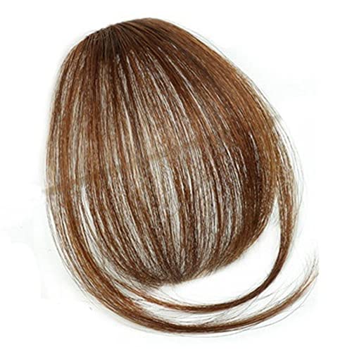 Pony Haarspange Clip In Blunt Fringe Bangs Non-remy Echthaar Air Fringe Bangs Unsichtbares nahtloses indisches natürliches gerades flaches Pony-Haarteil for Frauen Mädchen Haarstücke (Color : Light B von WAOCEO