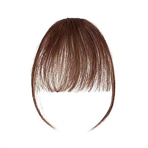 Pony Haarspange Clip-in-Pony, Air Bangs, dünnes, unsichtbares künstliches Haarteil, Clip-in-Fransen-Echthaarverlängerung for Frauen Haarstücke (Size : Blunt Bangs, Color : 1PCS/LOT_#4) von WAOCEO