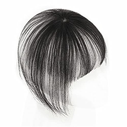 Pony Haarspange Echthaar Pony mit Top Piece Clip in Seamless Topper & Fransenverlängerung 3D Natural Fransen Clip in Bangs Brasilianische Nicht-Remy-Haarteile for Frauen Haarstücke (Color : Schwarz) von WAOCEO